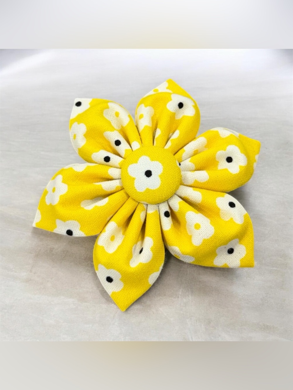 Yellow Floral Fabric Flower Hair Clip for Kids